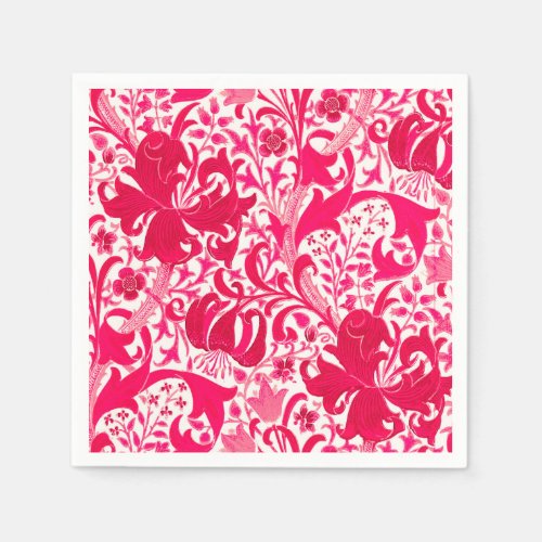 William Morris Iris and Lily Fuchsia Pink Paper Napkins