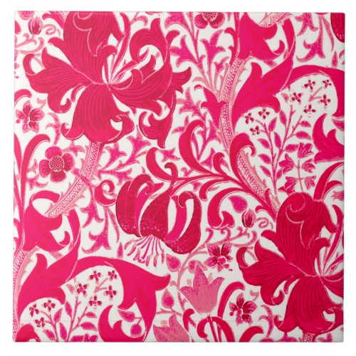 William Morris Iris and Lily Fuchsia Pink Tile