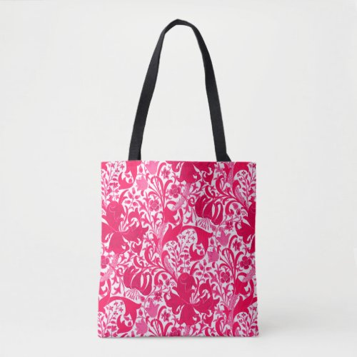 William Morris Iris and Lily Fuchsia Pink Tote Bag