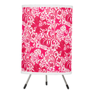 William Morris Iris and Lily, Fuchsia Pink Tripod Lamp
