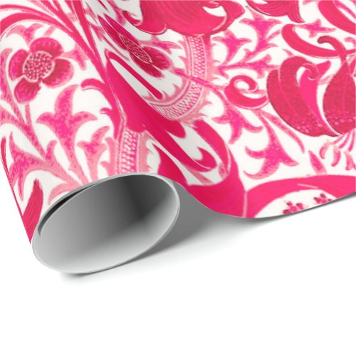 William Morris Iris and Lily Fuchsia Pink Wrapping Paper