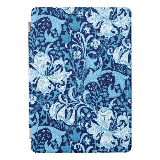 William Morris Iris and Lily, Indigo Blue & White iPad Pro Cover (Front)