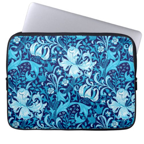 William Morris Iris and Lily Indigo Blue  White Laptop Sleeve