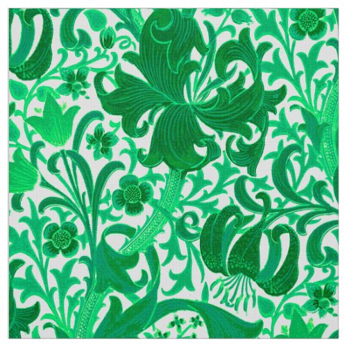 William Morris Iris and Lily Jade Green Fabric
