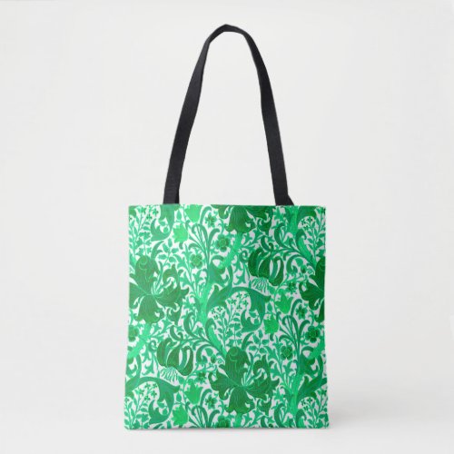 William Morris Iris and Lily Jade Green Tote Bag
