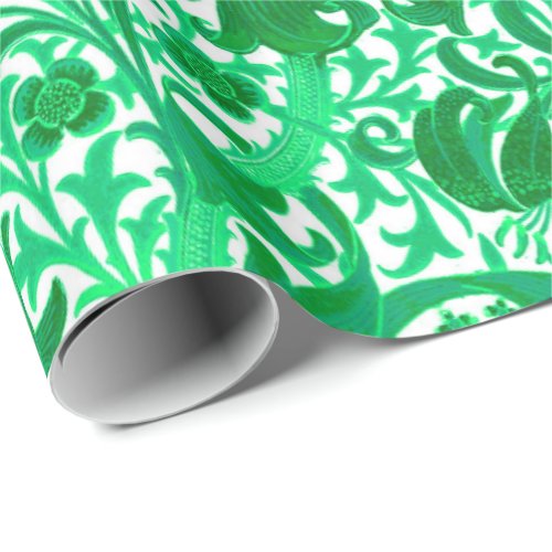William Morris Iris and Lily Jade Green Wrapping Paper