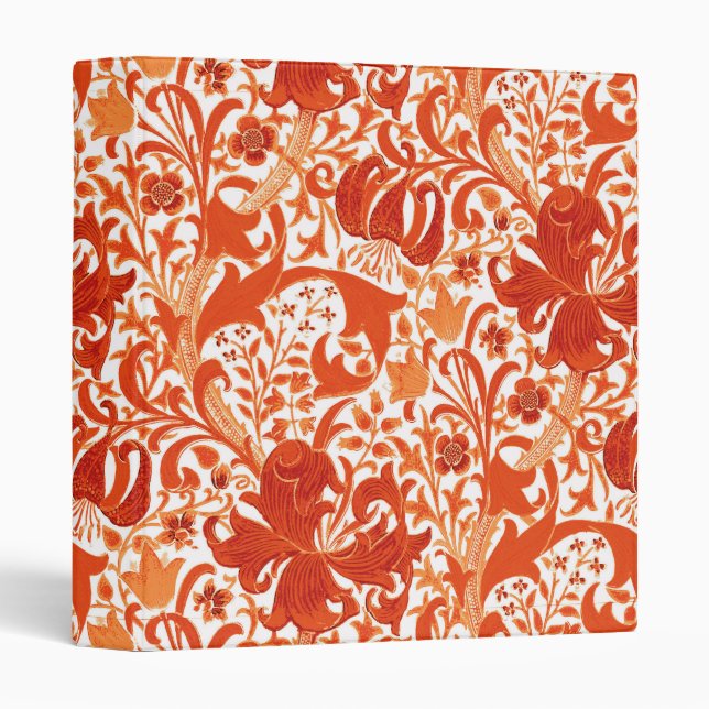 William Morris Iris and Lily, Mandarin Orange Binder (Front/Spine)