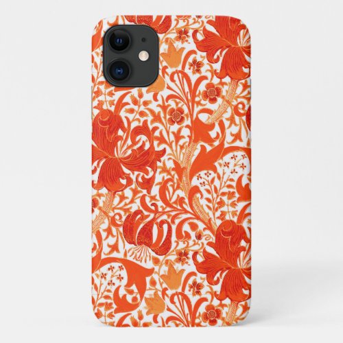 William Morris Iris and Lily Mandarin Orange iPhone 11 Case