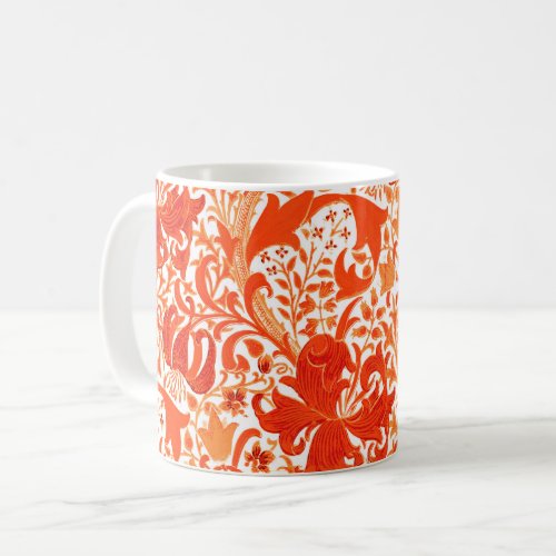 William Morris Iris and Lily Mandarin Orange Coffee Mug