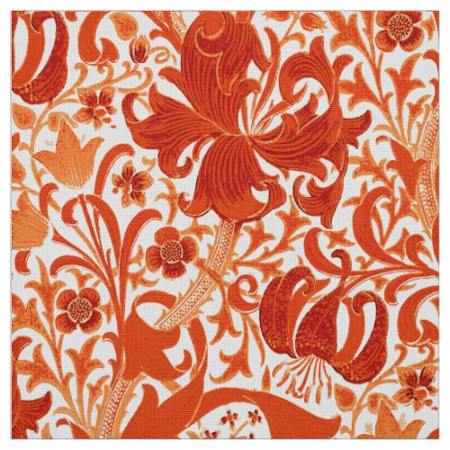 William Morris Iris and Lily Mandarin Orange Fabric