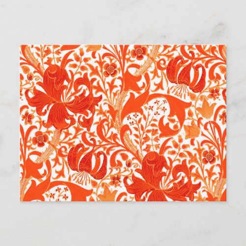William Morris Iris and Lily Mandarin Orange Postcard