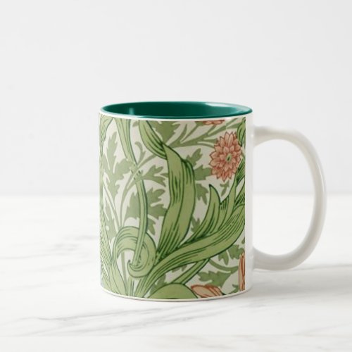 William Morris Iris Flowers Foliage Birds Blue  Two_Tone Coffee Mug