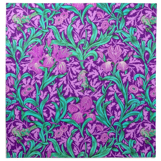 William Morris Iris Pattern, Amethyst Purple Napkin (Front)