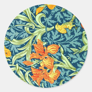 William Morris - Iris, vintage floral pattern Classic Round Sticker
