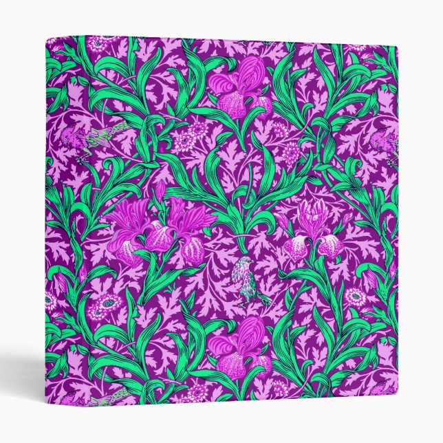 William Morris Irises, Amethyst Purple 3 Ring Binder (Front/Spine)