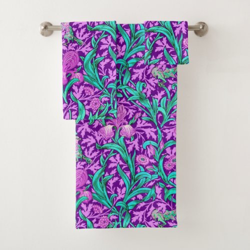William Morris Irises Amethyst Purple Bath Towel Set