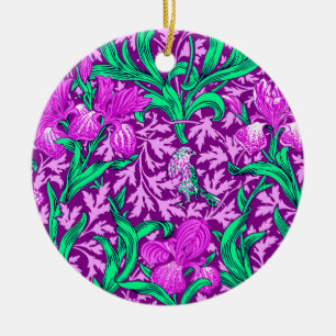 William Morris Irises, Amethyst Purple Ceramic Ornament