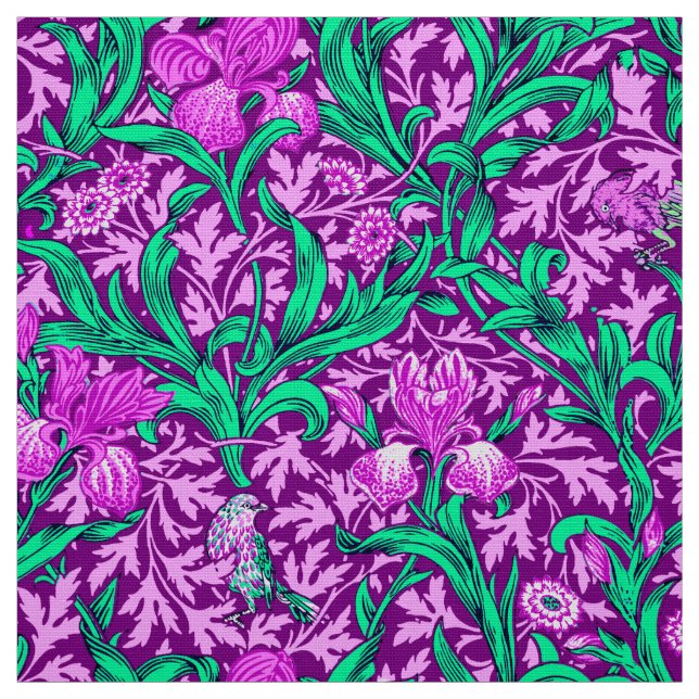 William Morris Irises, Amethyst Purple Fabric (Swatch)