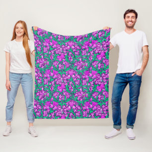 William Morris Irises, Amethyst Purple Fleece Blanket