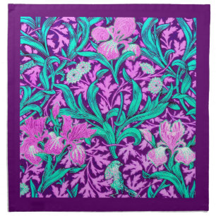 William Morris Irises, Amethyst Purple Napkin