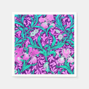 William Morris Irises, Amethyst Purple Paper Napkins