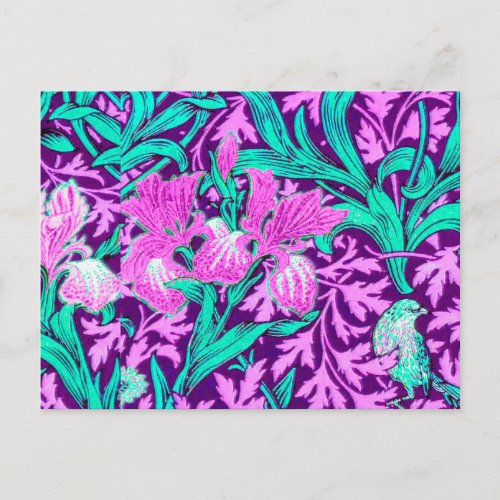 William Morris Irises Amethyst Purple Postcard