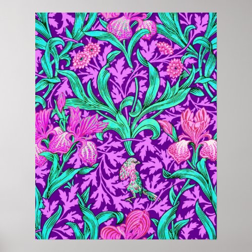 William Morris Irises Amethyst Purple Poster