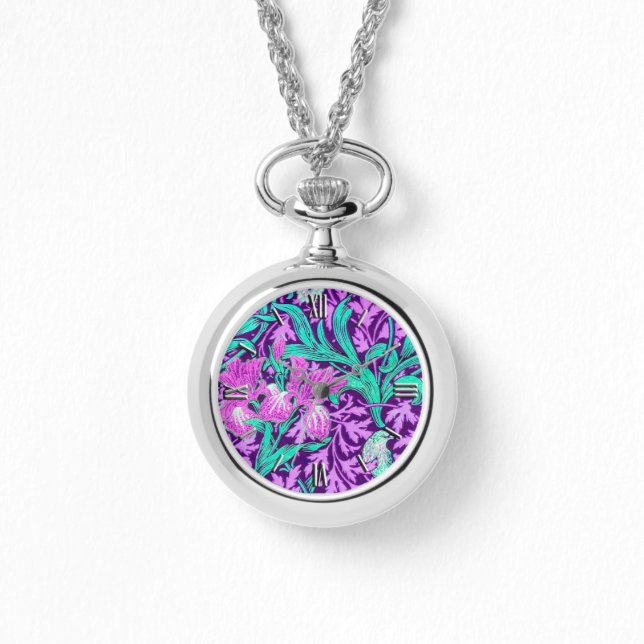 William Morris Irises, Amethyst Purple Watch (Front)