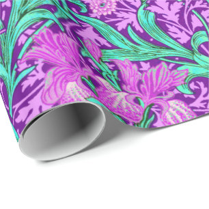 William Morris Irises, Amethyst Purple Wrapping Paper