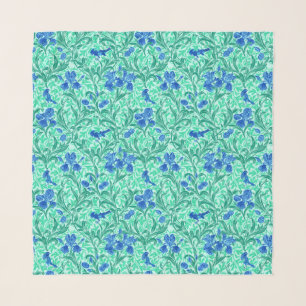 William Morris Irises, Cobalt Blue, Aqua and Teal Scarf