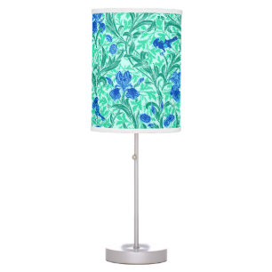 William Morris Irises, Cobalt Blue, Aqua and Teal Table Lamp