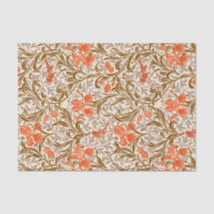 William Morris Irises, Coral Orange, Brown & Beige Tissue Paper
