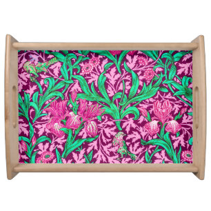 William Morris Irises, Fuchsia Pink and Wine Serving Tray