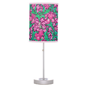 William Morris Irises, Fuchsia Pink and Wine Table Lamp