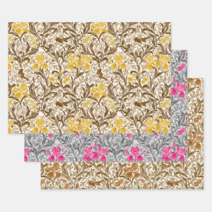 William Morris Irises, Gold, Gray, Rust   Wrapping Paper Sheets