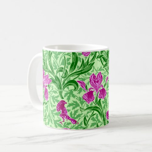 William Morris Irises Green Magenta and Orchid Coffee Mug