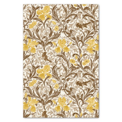 William Morris Irises Mustard Gold Brown  Beige Tissue Paper