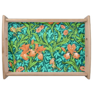 William Morris Irises, Orange and Turquoise Serving Tray
