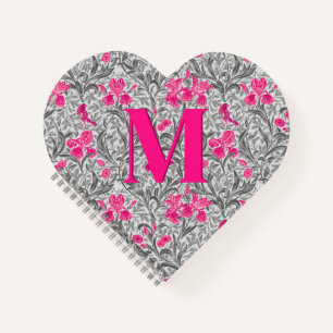 William Morris Irises, Pink and Silver Gray / Grey Notebook