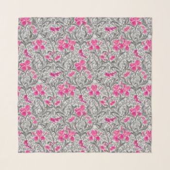 William Morris Irises  Pink And Silver Gray / Grey Scarf by Floridity at Zazzle