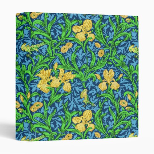 William Morris Irises Yellow and Cobalt Blue 3 Ring Binder