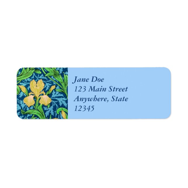 William Morris Irises, Yellow and Cobalt Blue Label (Front)