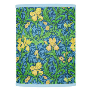 William Morris Irises, Yellow and Cobalt Blue Lamp Shade