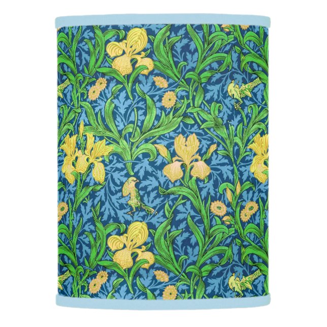 William Morris Irises, Yellow and Cobalt Blue Lamp Shade (Front)