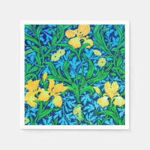 William Morris Irises, Yellow and Cobalt Blue Napkins