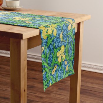 William Morris Irises  Yellow And Cobalt Blue Short Table Runner by Floridity at Zazzle