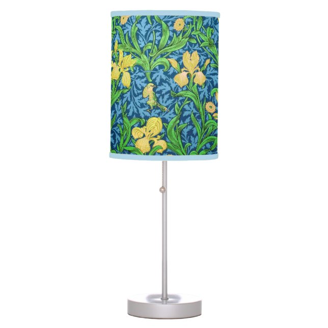William Morris Irises, Yellow and Cobalt Blue Table Lamp (Front)
