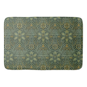 William Morris Ispahan Teal Green Floral Art Bath Mat