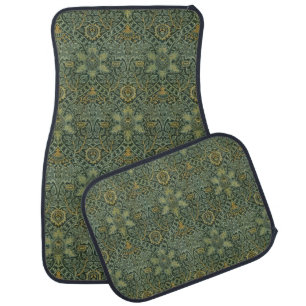 William Morris Ispahan Teal Green Floral Art Car Floor Mat
