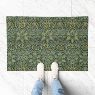 William Morris Ispahan Teal Green Floral Art Doormat